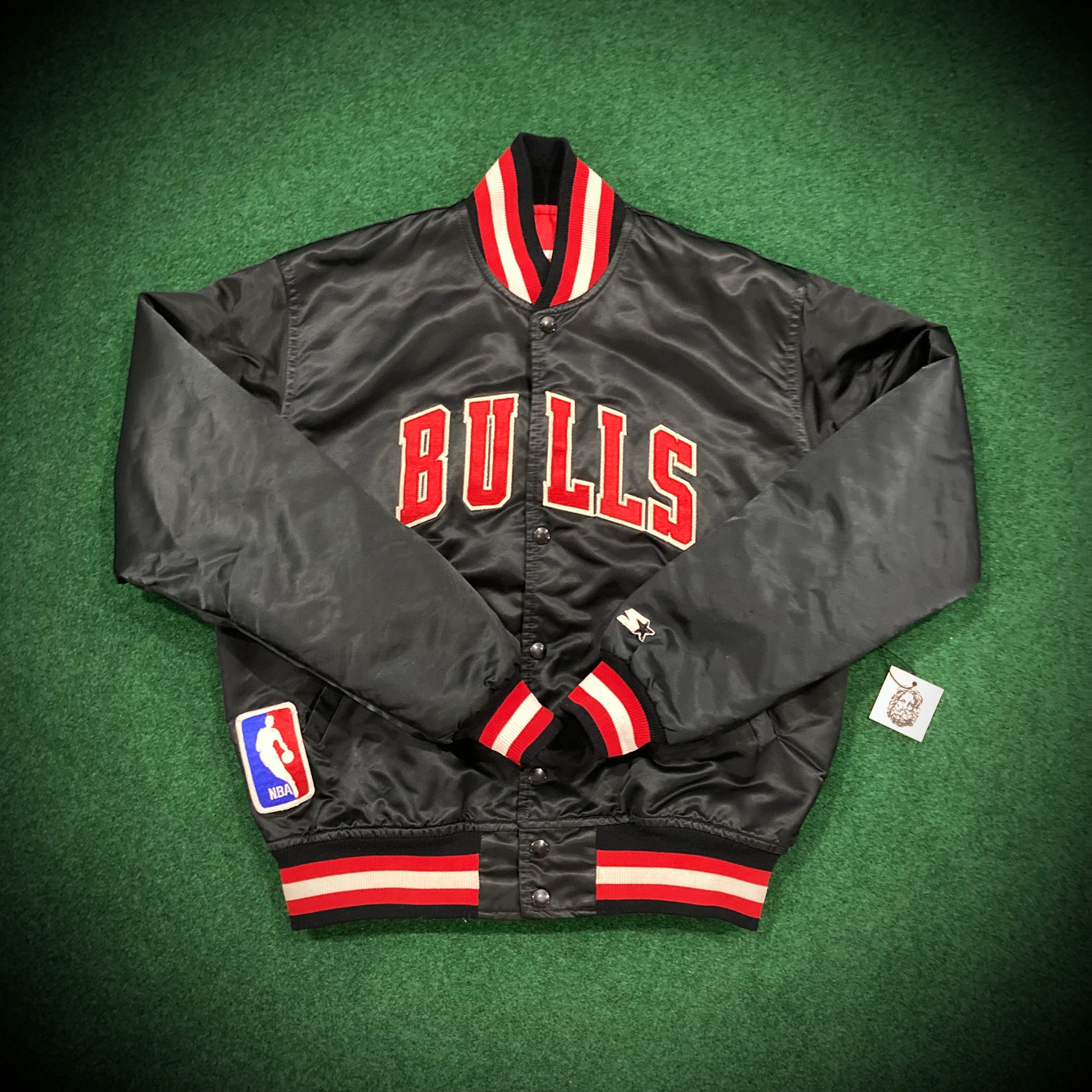 Starter Chicago Bulls Black Satin Bomber Jacket